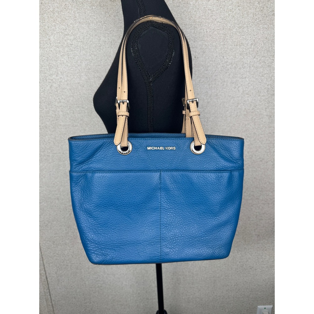 MICHAEL Michael Kors Bedford Heritage Blue Top Zip Pocket Handbag Tote Purse